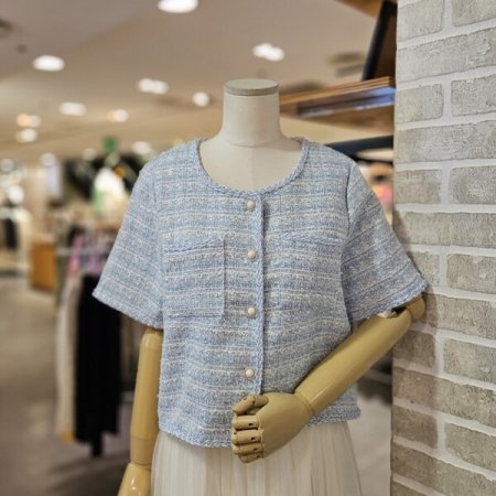 트위드 반팔 자켓