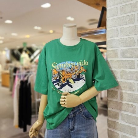 크랙 나염 루즈핏 티셔츠