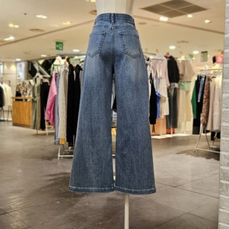 라인 배색 와이드 데님 팬츠