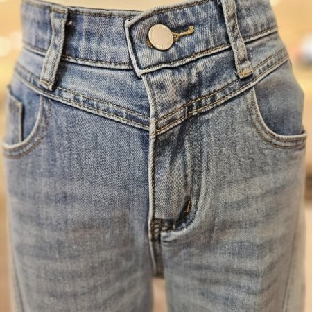 라인 배색 와이드 데님 팬츠