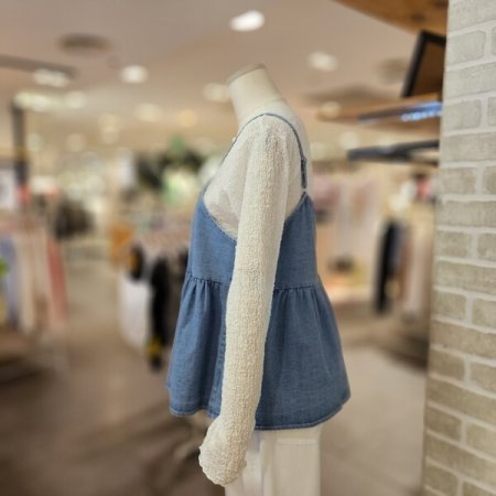 리본 장식 데님 베스트