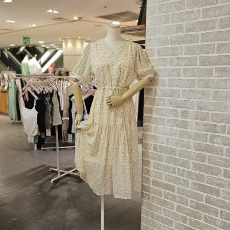 플라워 V넥 원피스