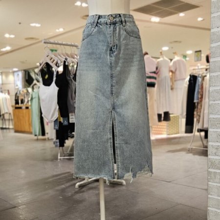 밑단 데미지 H라인 스커트