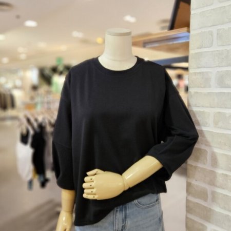 퍼프 소매 5부 티셔츠