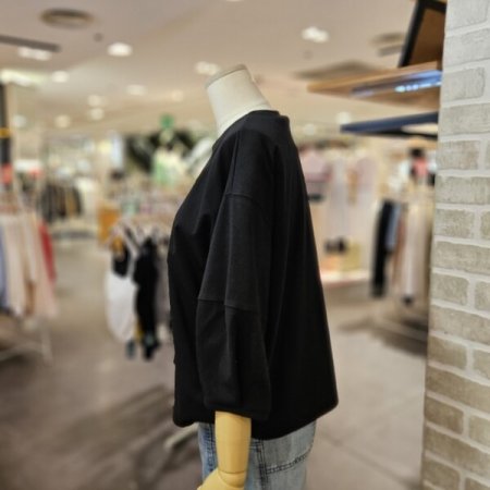 퍼프 소매 5부 티셔츠