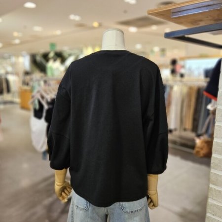 퍼프 소매 5부 티셔츠