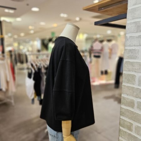 퍼프 소매 5부 티셔츠