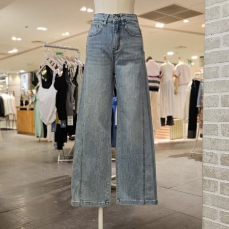 커브드 절개 데님 팬츠