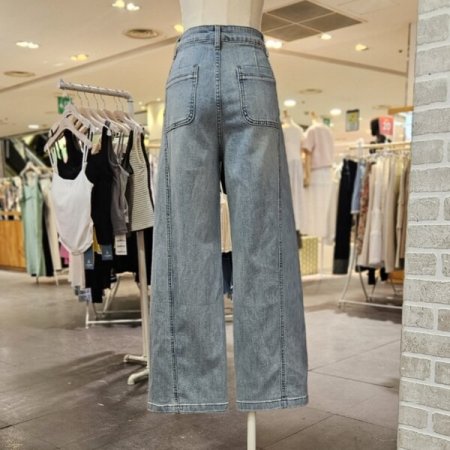 커브드 절개 데님 팬츠