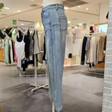 커브드 절개 데님 팬츠