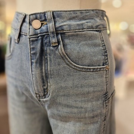 커브드 절개 데님 팬츠