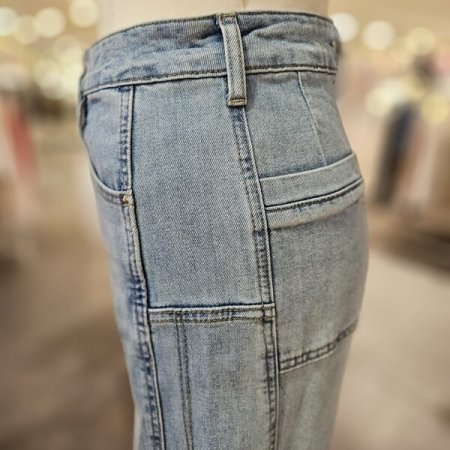 커브드 절개 데님 팬츠