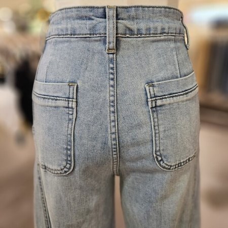 커브드 절개 데님 팬츠