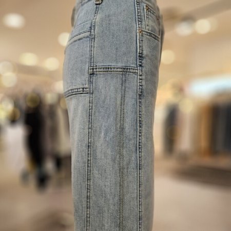 커브드 절개 데님 팬츠