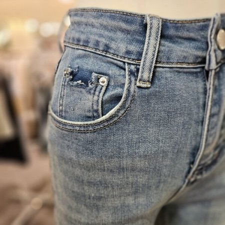 9부 스판 스키니 데님 팬츠