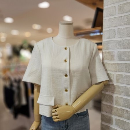 단추 포인트 반팔 자켓