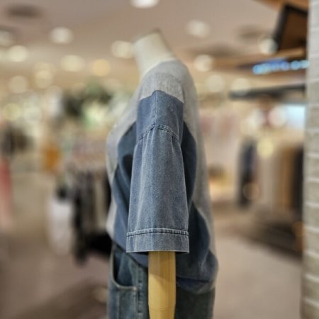 데님 배색 루즈핏 티셔츠