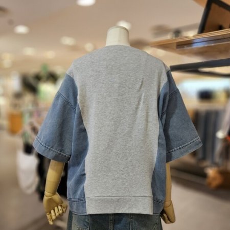 데님 배색 루즈핏 티셔츠