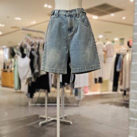 비조 장식 5부 데님 팬츠