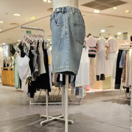 비조 장식 5부 데님 팬츠