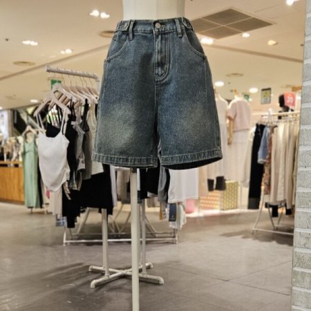 비조 장식 5부 데님 팬츠