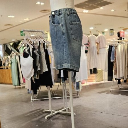 비조 장식 5부 데님 팬츠