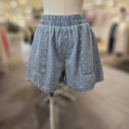 프린트 데님 쇼츠