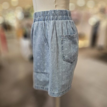 프린트 데님 쇼츠