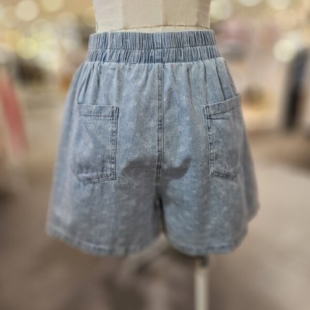 프린트 데님 쇼츠