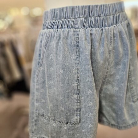 프린트 데님 쇼츠