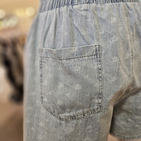 프린트 데님 쇼츠