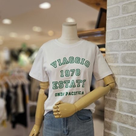 배색 레터링 티셔츠