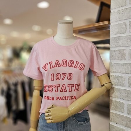 배색 레터링 티셔츠