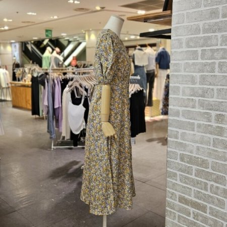 퍼프 소매 잔꽃 원피스