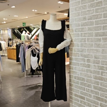 어깨 셔링 점프 슈트