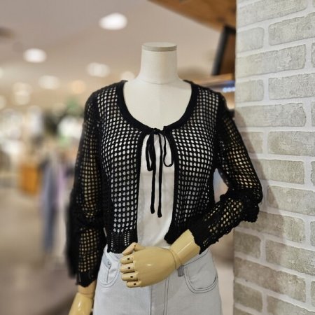 리본 타이 니트 가디건