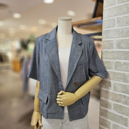 카라 원 버튼 반팔 자켓