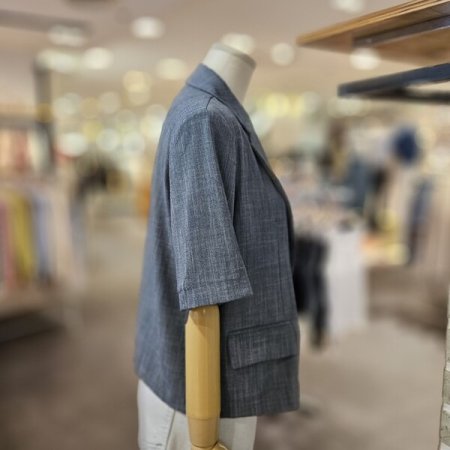 카라 원 버튼 반팔 자켓