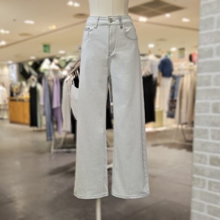 배색 고리 일자핏 데님 팬츠