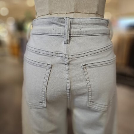 배색 고리 일자핏 데님 팬츠