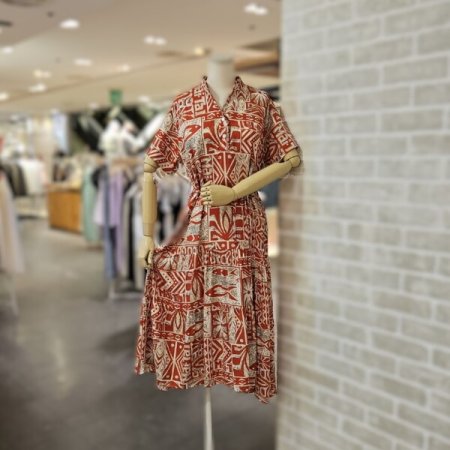 프린트 반넥 원피스