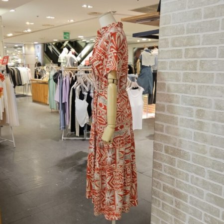 프린트 반넥 원피스