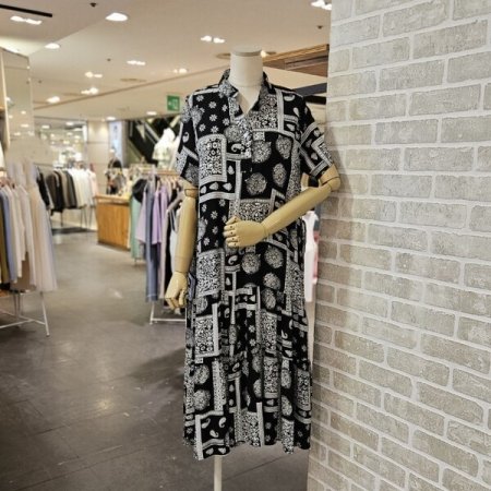 프린트 반넥 원피스