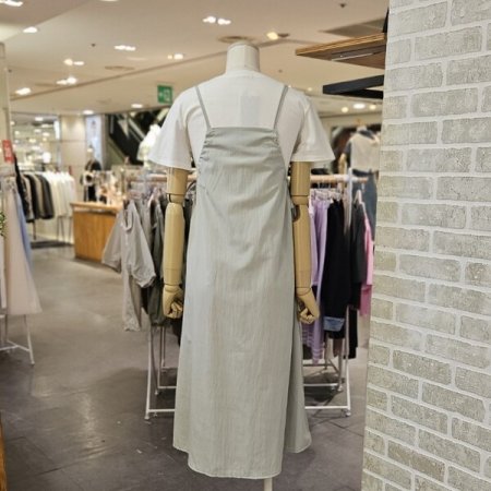 레이어드 끈 티셔츠 세트 원피스