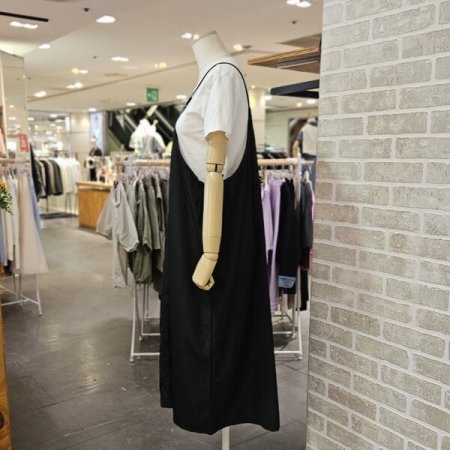 레이어드 끈 티셔츠 세트 원피스