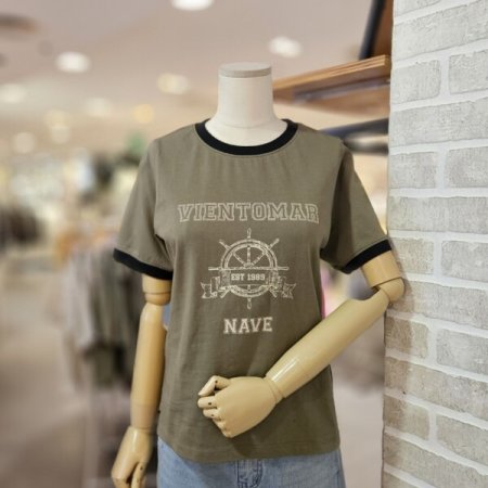 배색 트리밍 반팔 티셔츠