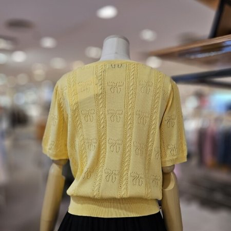 리본 패턴 니트 가디건