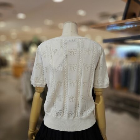 리본 패턴 니트 가디건