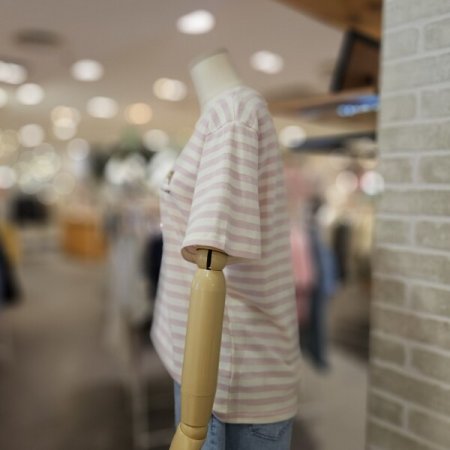 강아지 스트라이프 자수 티셔츠