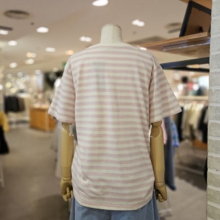 강아지 스트라이프 자수 티셔츠